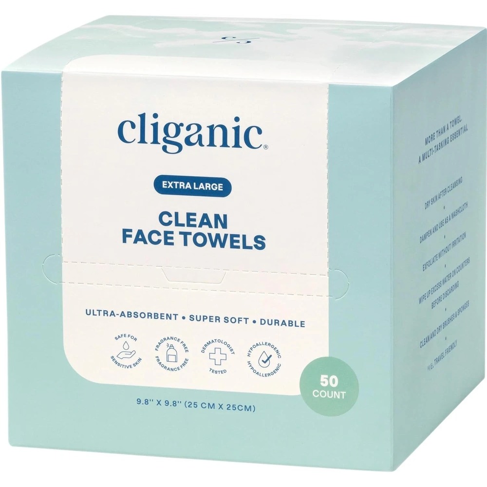 CLIGANIC‎ Face towels 50 count ultra absorbent super soft